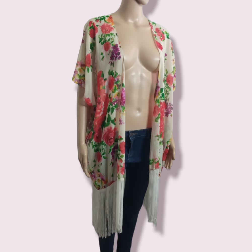Floral Fringe Miin Top Sz Medium